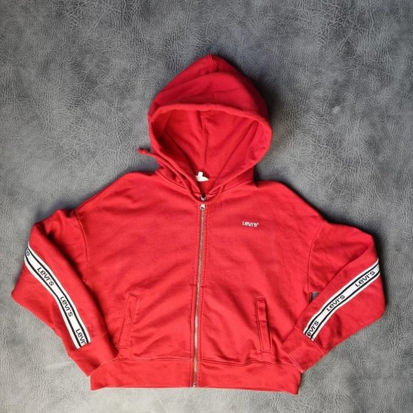 Levi's Tops - Levi's Cropped Oversized Hoodie Spellout Embroidered Hoody